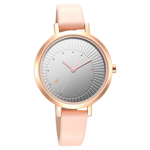 Fastrack Style Up Silver Dial Leather Strap Watch for Girls - image number 1