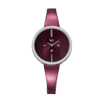 Fastrack Vyb Siren Quartz Analog Maroon Dial Metal Strap Watch for Girls