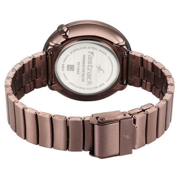 Fastrack Groove Quartz Analog with Date Beige Dial Girls Stainless Steel Watch - image number 4