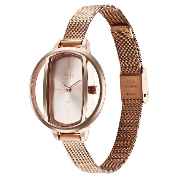 Fastrack Vyb Charmer Quartz Analog Rose Gold Dial Stainless Steel Strap Watch for Girls - image number 3