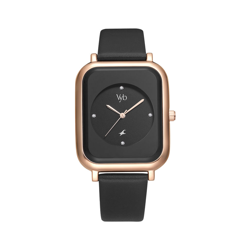 achan　0329 Buy Online Fastrack Vyb Muse Quartz Analog Black Dial Leather
