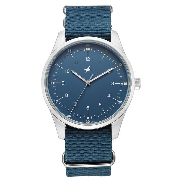 Fastrack Stunners Quartz Analog Blue Dial Blue Nylon Strap Watch For Guys - image number 0