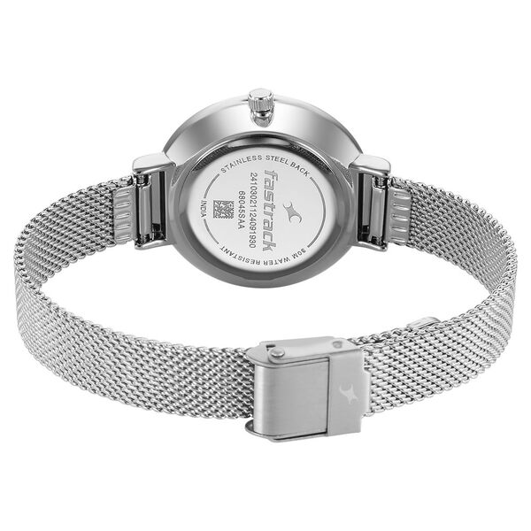 Fastrack Stunners X Quartz Analog Silver Dial Stainless Steel Strap Watch For Girls - image number 4