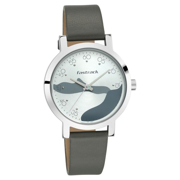 Fastrack Bare Basics Quartz Analog Silver Dial Leather Strap Watch for Girls - image number 1