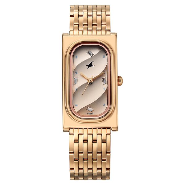 Fastrack Gelato rosegold analog bracelet watch with Caramel dial for Girls - image number 1