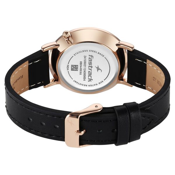 Fastrack Stunners X Quartz Analog Black Dial Leather Strap Watch For Girls - image number 4