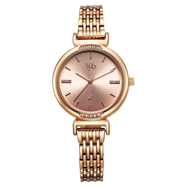 Fastrack Vyb Charmer Quartz Analog Rose Gold Dial Rose Gold Color Metal Strap Watch For Girls - image number 1