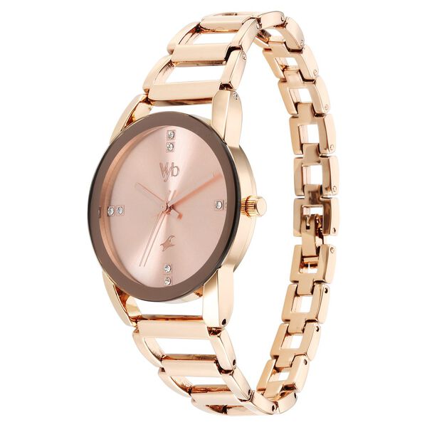 Vyb Striker By Fastrack Quartz Analog Rose Gold Dial Metal Strap Watch For Girls - image number 3