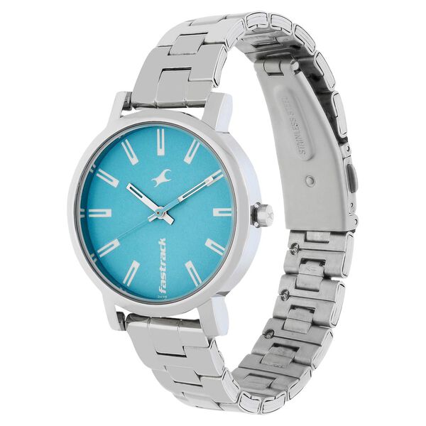 Fastrack Fundamentals Quartz Analog Blue Dial Stainless Steel Strap Watch for Girls - image number 2
