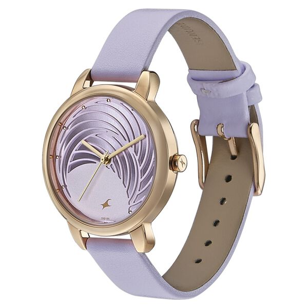 Fastrack Stunners Quartz Multifunction Purple Dial Leather Strap Watch for Girls - image number 2