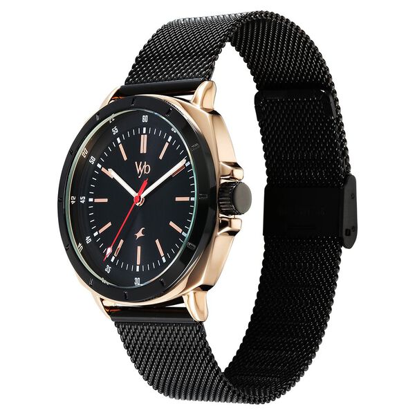 Fastrack Vyb Pioneer Quartz Analog Black Dial Black Metal Strap Watch For Guys - image number 3