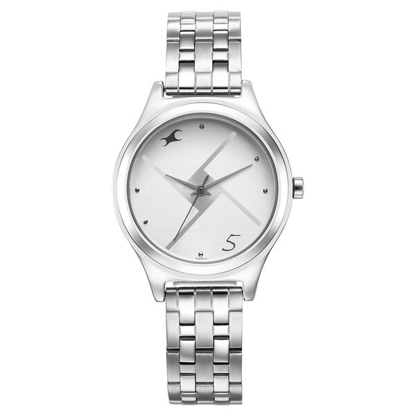 Fastrack Stunners Silver Dial Metal Strap Watch for Girls - image number 0