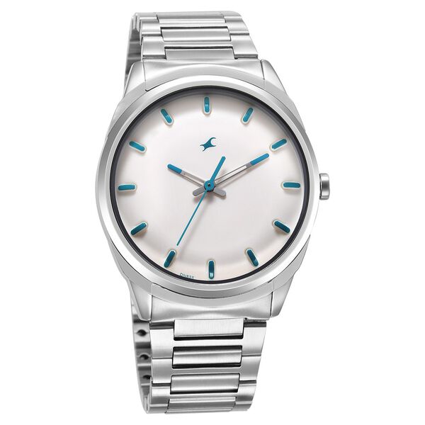 Fastrack Quartz Analog White Dial Silver Stainless Steel Strap Watch for Guys - image number 1