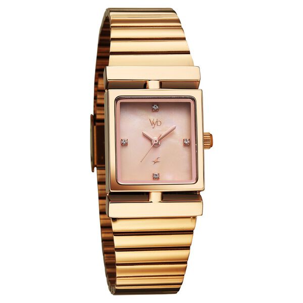 Vyb Showstopper By Fastrack Quartz Analog Rose Gold Dial Rose Gold Stainless Steel Strap Watch For Girls - image number 2