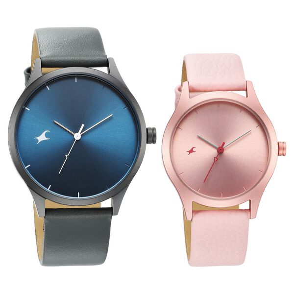 Fastrack Mixmatched Couple Watches with Blue and Pink Dial - image number 0