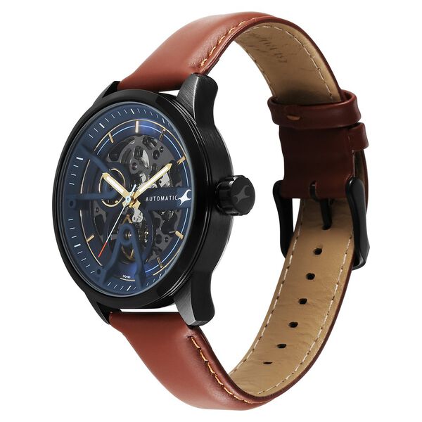 Fastrack Automatics Blue Dial Tan Leather Strap Automatic Watch ForGuys - image number 3