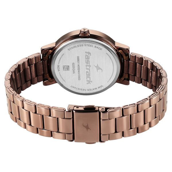 Fastrack Tick Tock Quartz Analog Beige Dial With Brown Stainless steel Strap Watch for Girls - image number 4