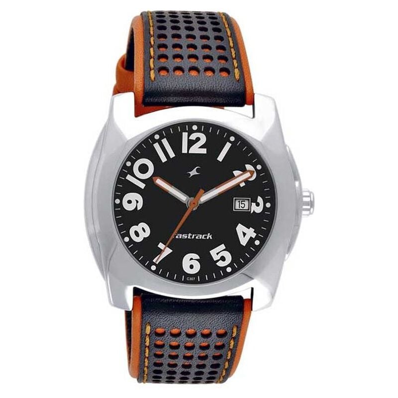 Fastrack Quartz Buy Online Fastrack Quartz Analog Black Dial Leather Strap Watch for ...