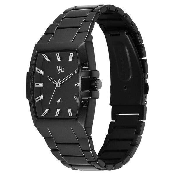 Vyb Pioneer By Fastrack Quartz Analog Black Dial Metal Strap Watch For Guys - image number 3