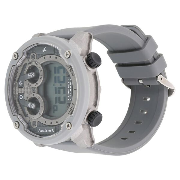 Fastrack Trendies Digital Grey Dial Silicone Strap Watch for Guys - image number 1