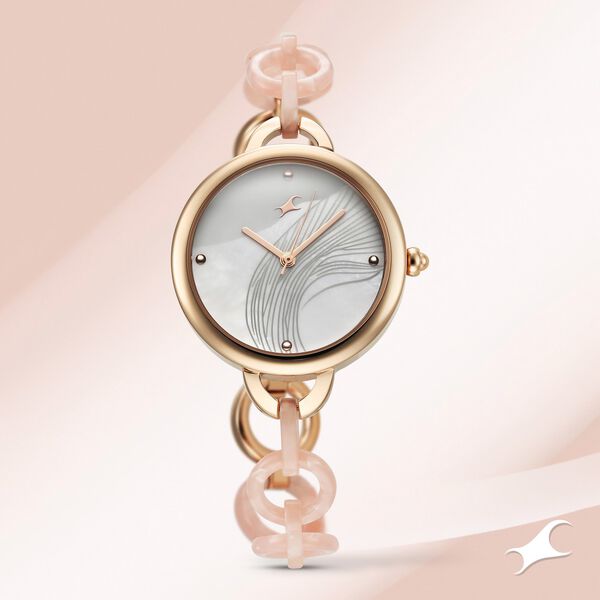 Fastrack Younique Quartz Analog Mother Of Pearl Dial Acetate And Metal Strap Watch For Girls - image number 0