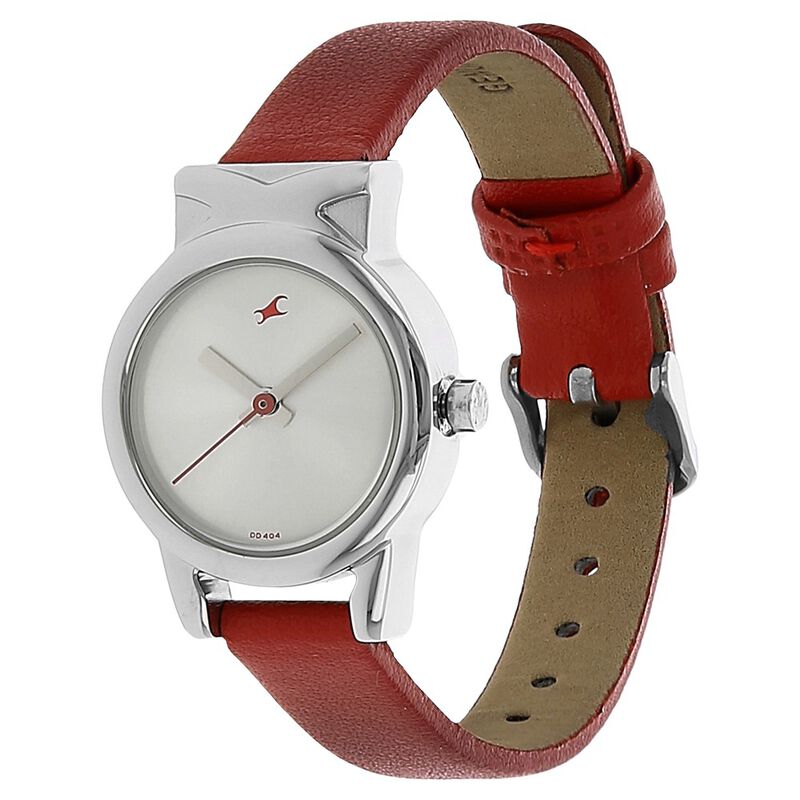 Buy Online Fastrack Quartz Analog White Dial Leather Strap Watch