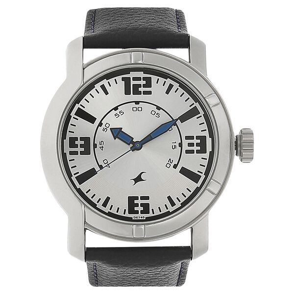 Fastrack Quartz Analog Silver Dial Leather Strap Watch for Guys - image number 0