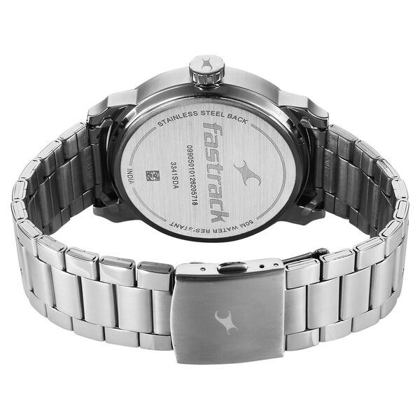 Fastrack Pulse IV Dual Time Analog Watch with Blue Dial & Silver Stainless Steel Strap For Guys - image number 5