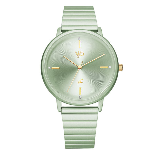 Fastrack Vyb Bliss Quartz Analog Green Dial Stainless Steel Strap Watch for Girls - image number 0