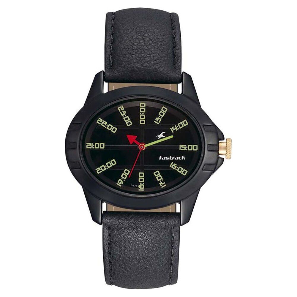Buy Online Fastrack Quartz Analog Black Dial Leather Strap Watch for Girls 6071nl01 Fastrack