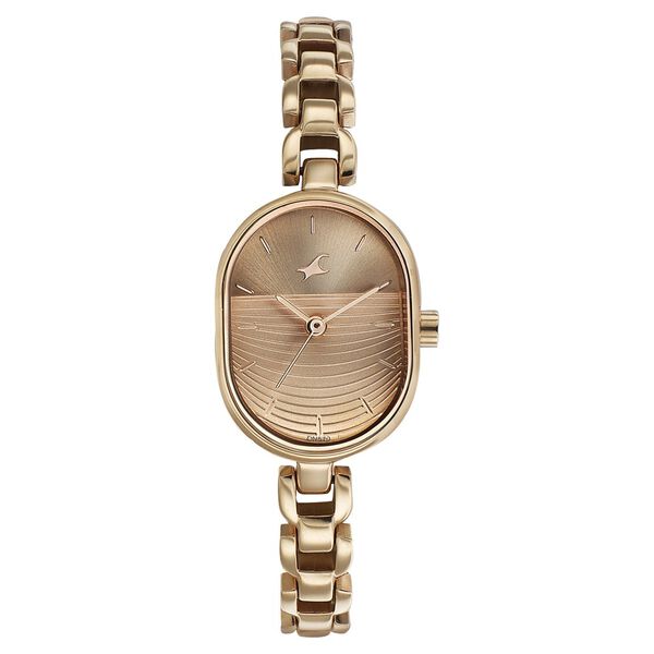 Fastrack Style Up Golden Dial Metal Strap Watch for Girls - image number 1
