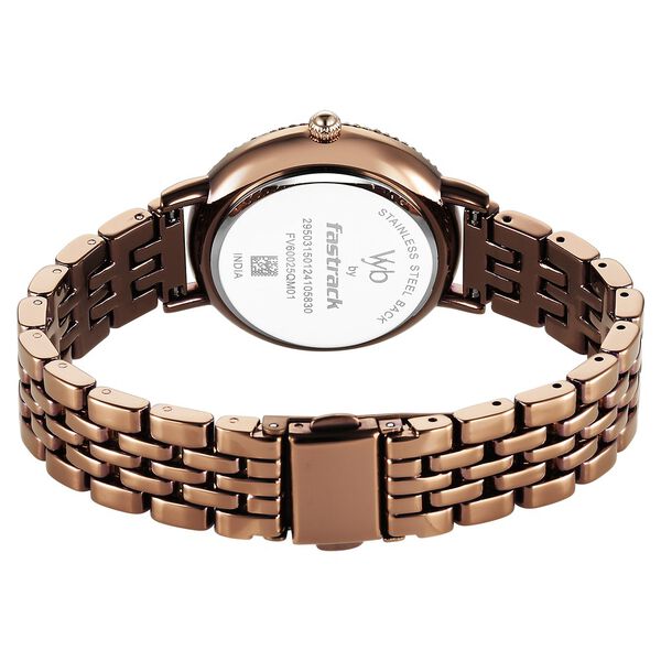 Fastrack Vyb Enigma Quartz Analog Brown Dial Brown Metal Strap Watch For Women - image number 4