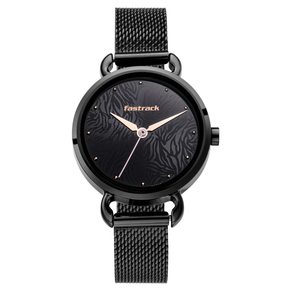 Buy Online Fastrack Animal Print Quartz Analog Black Dial Stainless ...