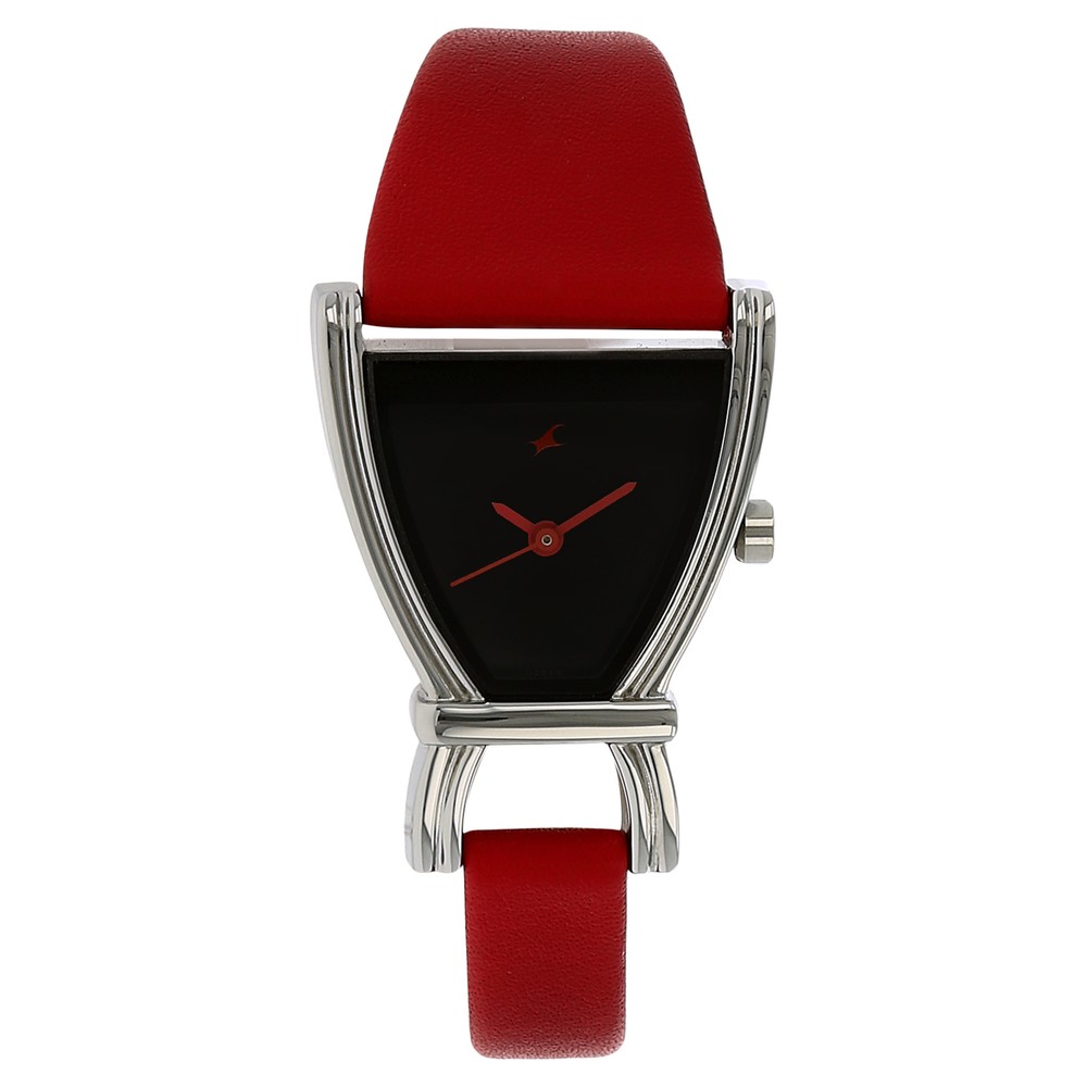 Buy Online Fastrack Quartz Analog Black Dial Leather Strap Watch for Girls ns6095sl03 Fastrack