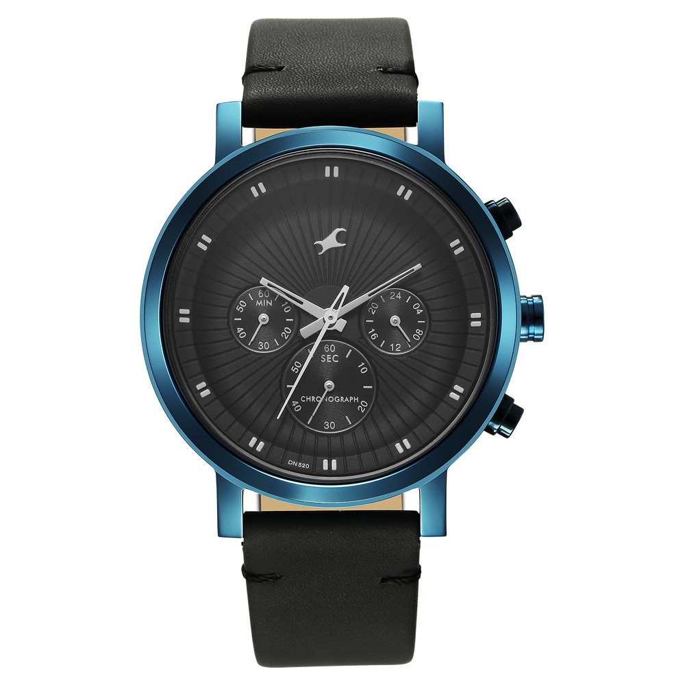 Buy Online Fastrack Kronos Multifunction Black Dial Leather Strap