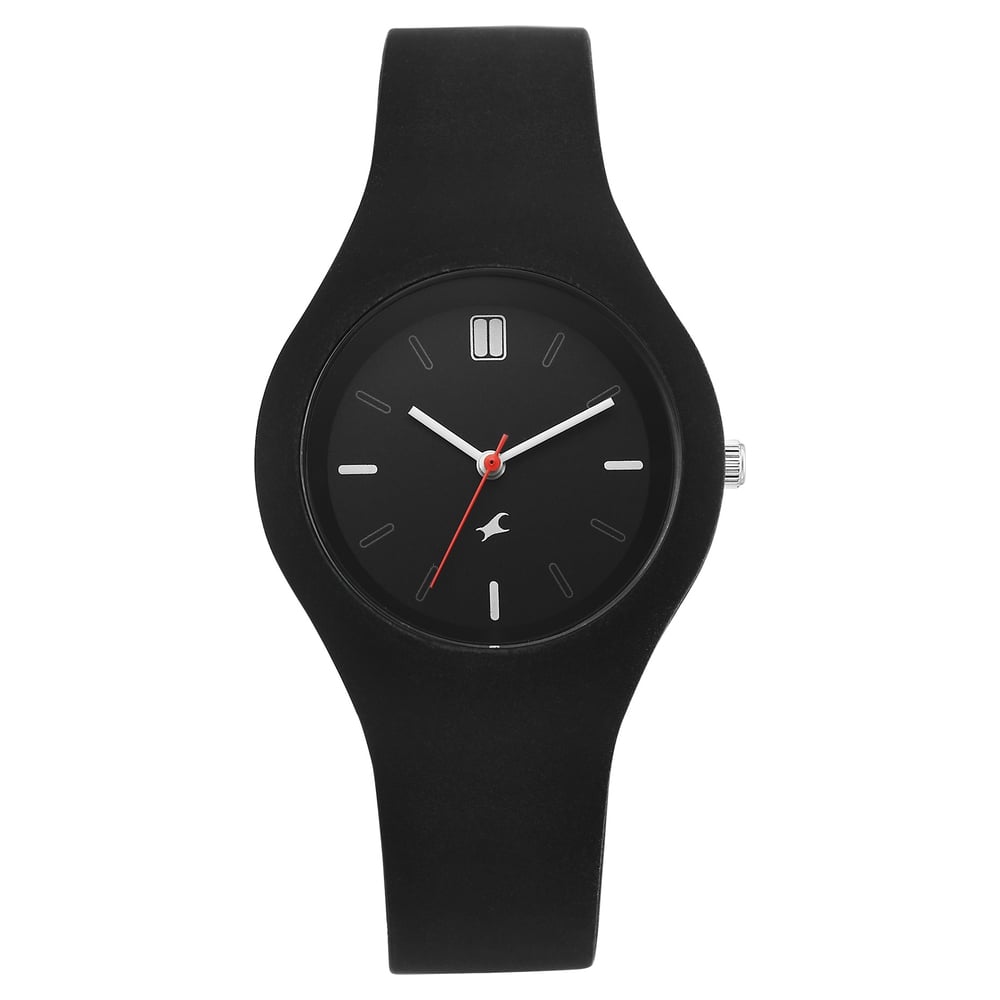 Buy Online Fastrack Tweens Quartz Analog Black Dial Black Silicone