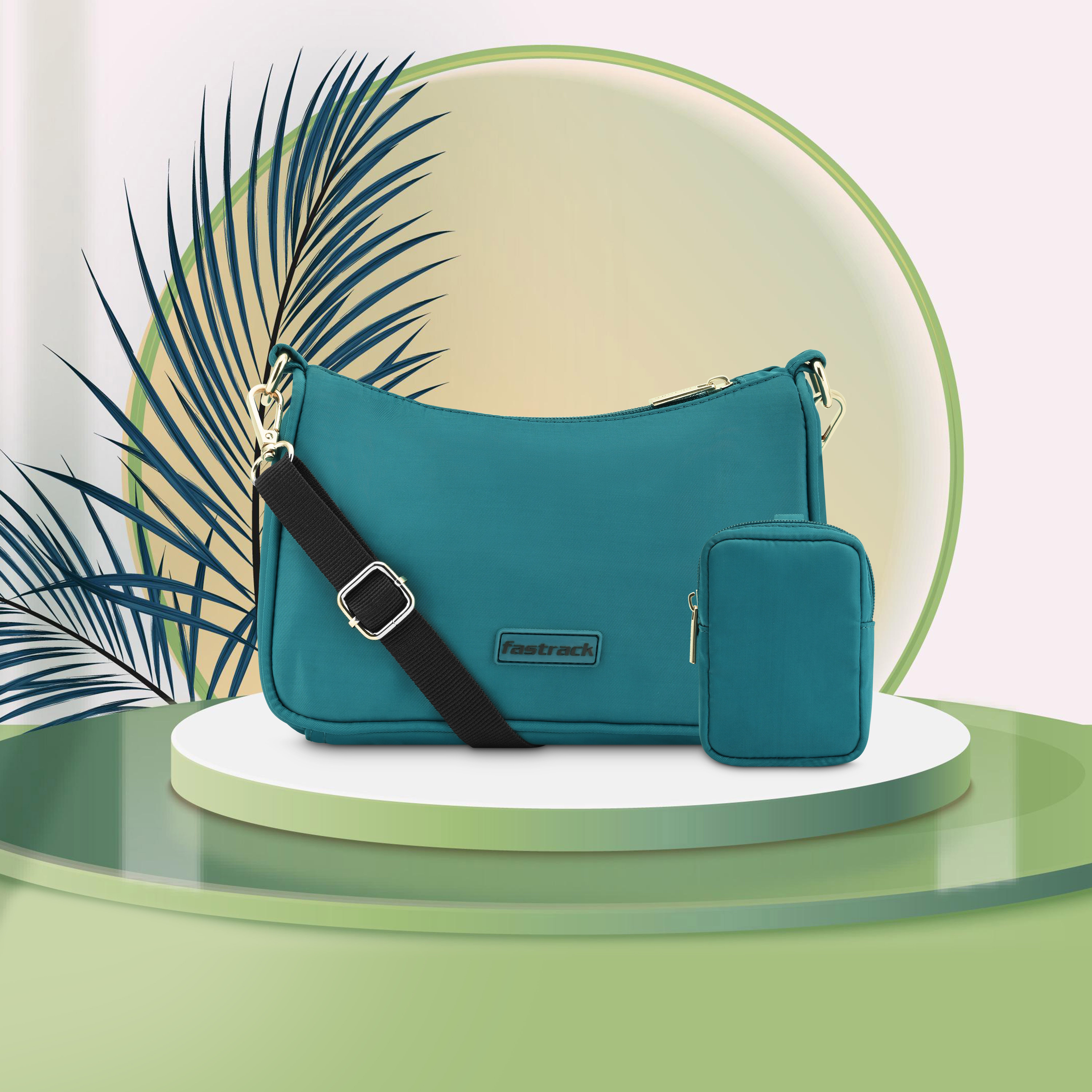 Nylon Fastrack Sling Bags For Ladies Buy Online Fastrack Teal Blue - Main Image