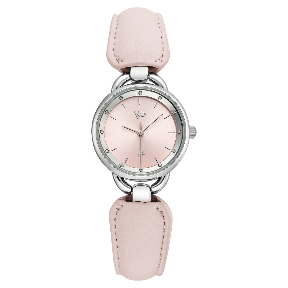 Buy Online Vyb Muse By Fastrack Quartz Analog Pink Dial Silver PU