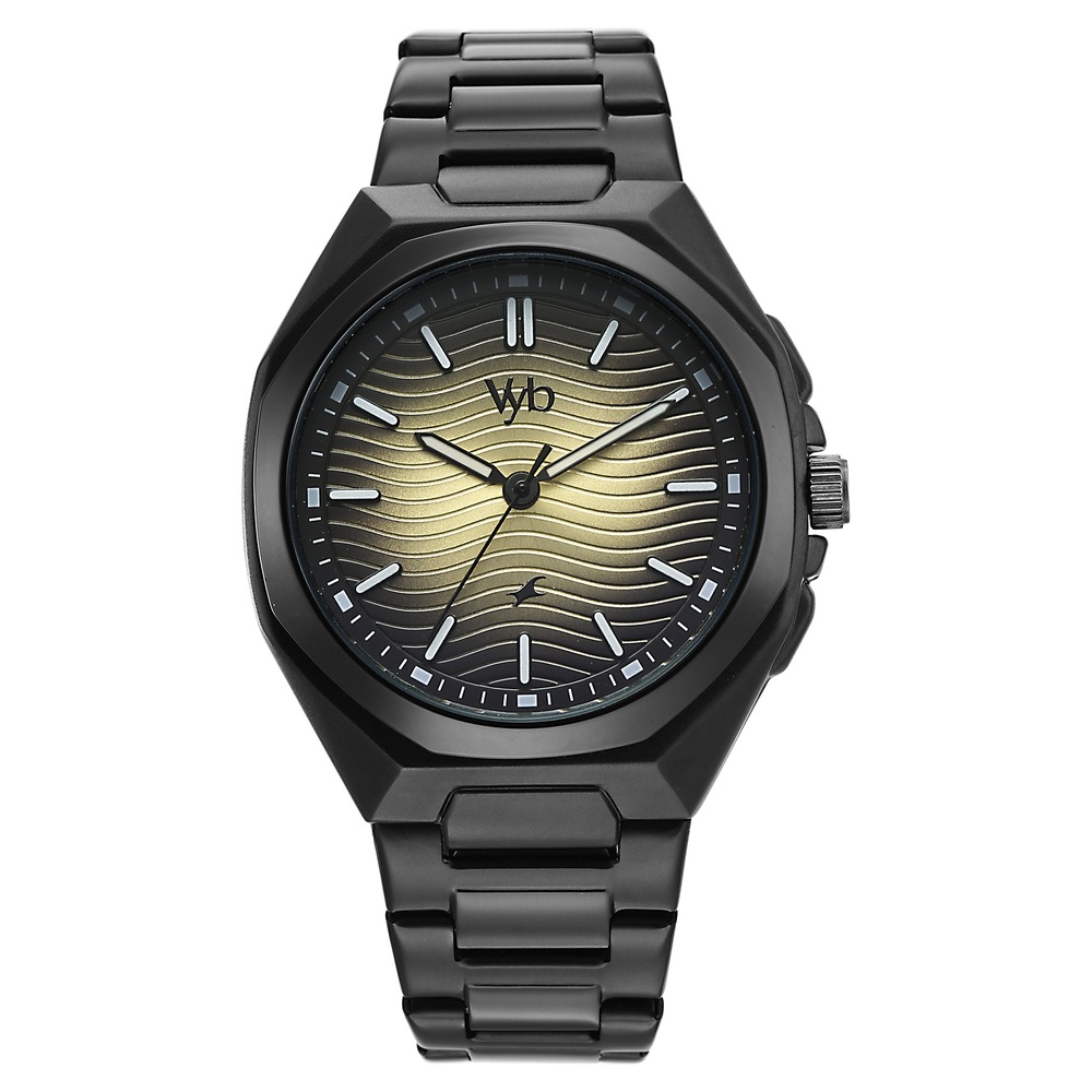 Buy Online Vyb Quest By Fastrack Quartz Analog Beige Dial Black