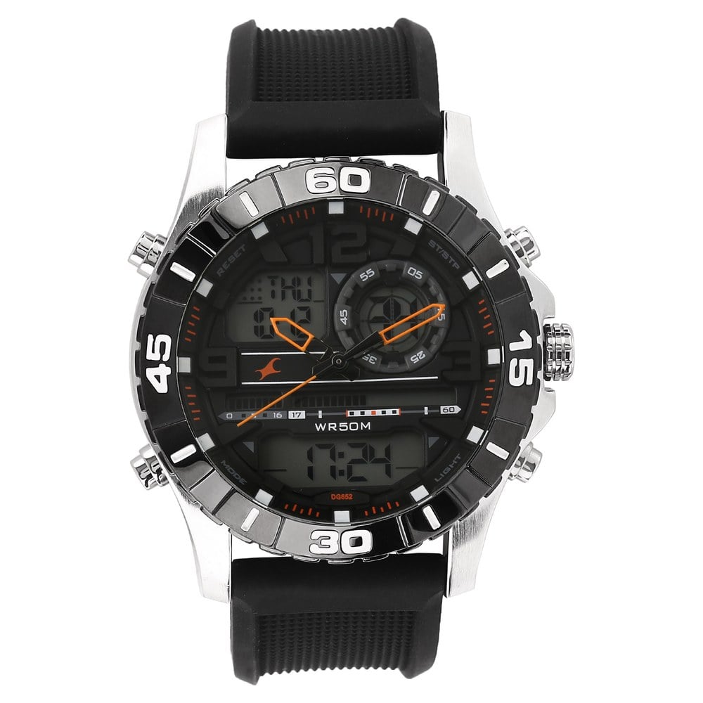 Buy Online Fastrack Quartz Analog Digital Black Dial Silicone Strap Watch for Guys ns38035sp03 Fastrack