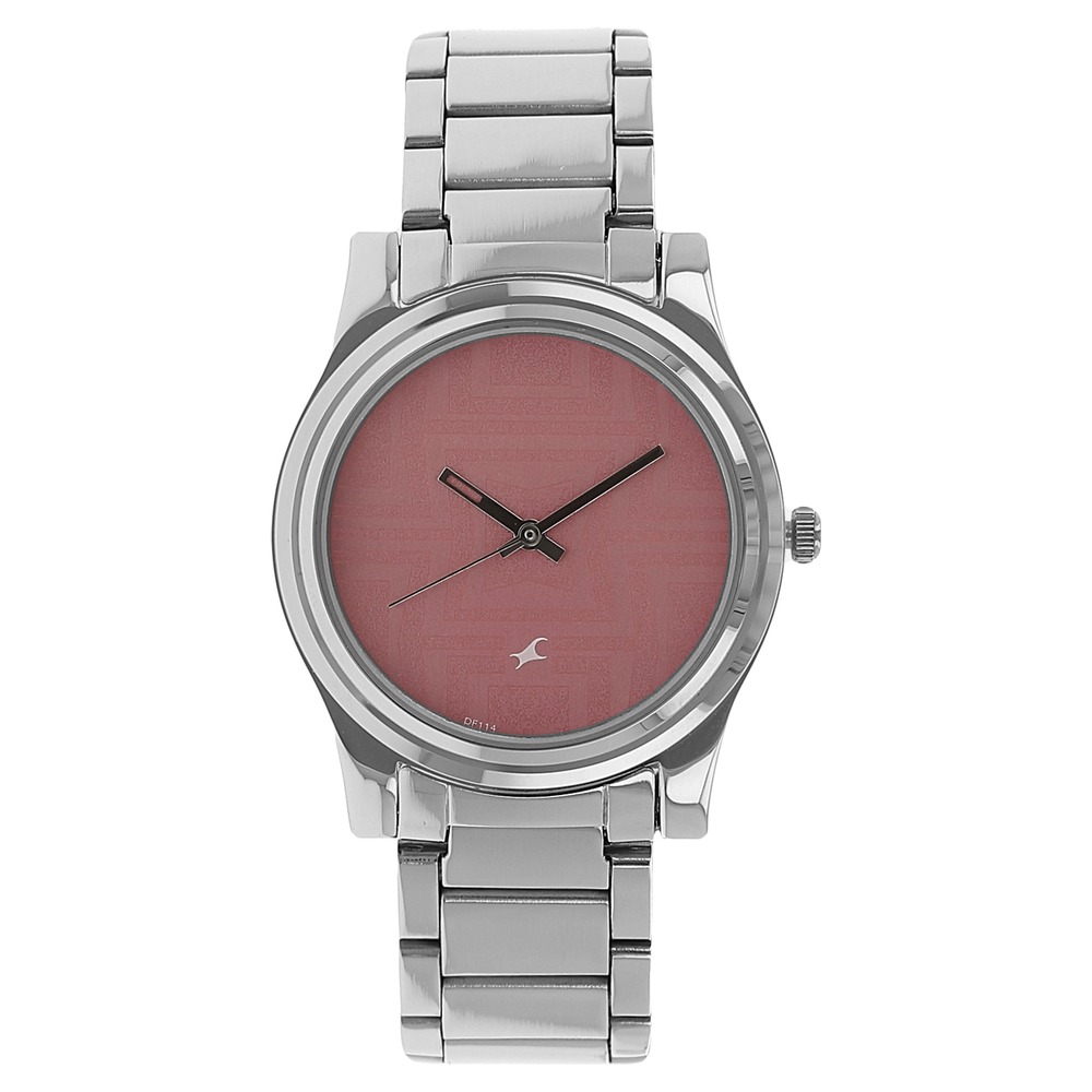 Buy Online Fastrack Quartz Analog Pink Dial Stainless Steel Strap Watch ...