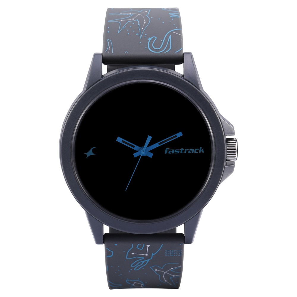 Buy Online Fastrack Space Rover Quartz Analog Black Dial Silicone Strap ...