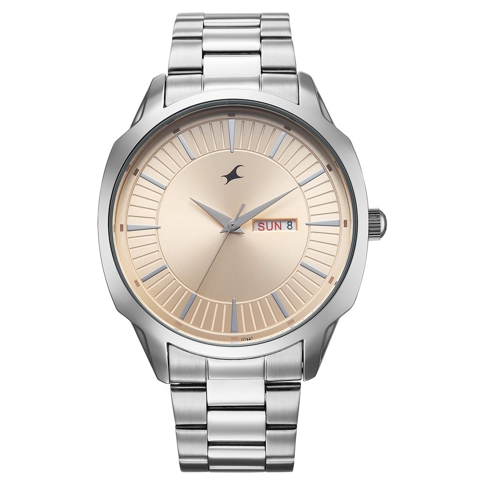 Buy Online Fastrack Stunners Quartz Analog Beige Dial Silver Stainless ...