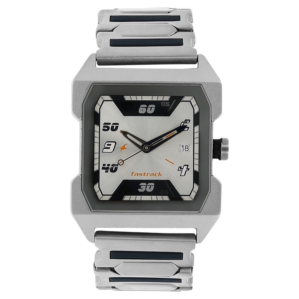 Buy Online Fastrack Quartz Analog Silver Dial Stainless Steel Strap Watch for Guys ns1474sm01 Fastrack