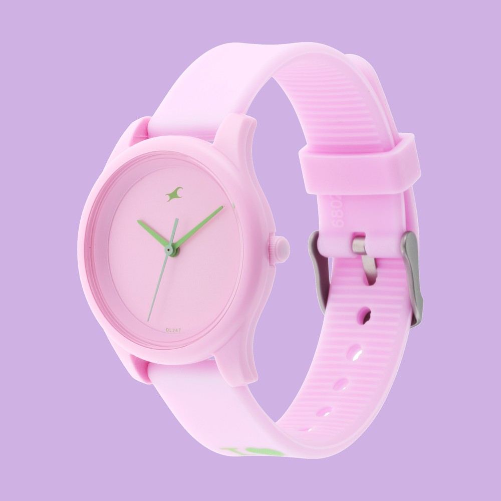 Buy Online Fastrack Girls Trendy Upgrade: Pink Dial Watch with Contrast ...