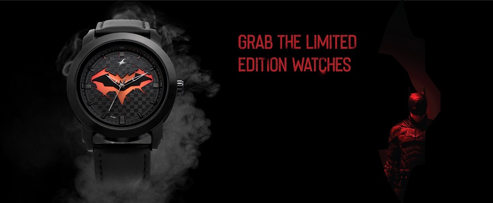 Buy Online Fastrack Batman Quartz Analog with Day and Date Black Dial Stainless Steel Strap Watch for Guys 3269km01 Fastrack