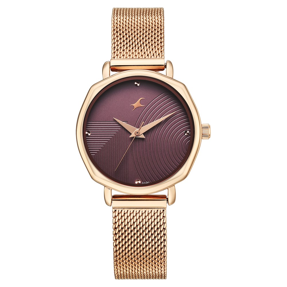 Buy Online Fastrack Stunners Quartz Analog Purple Dial Rose Gold ...