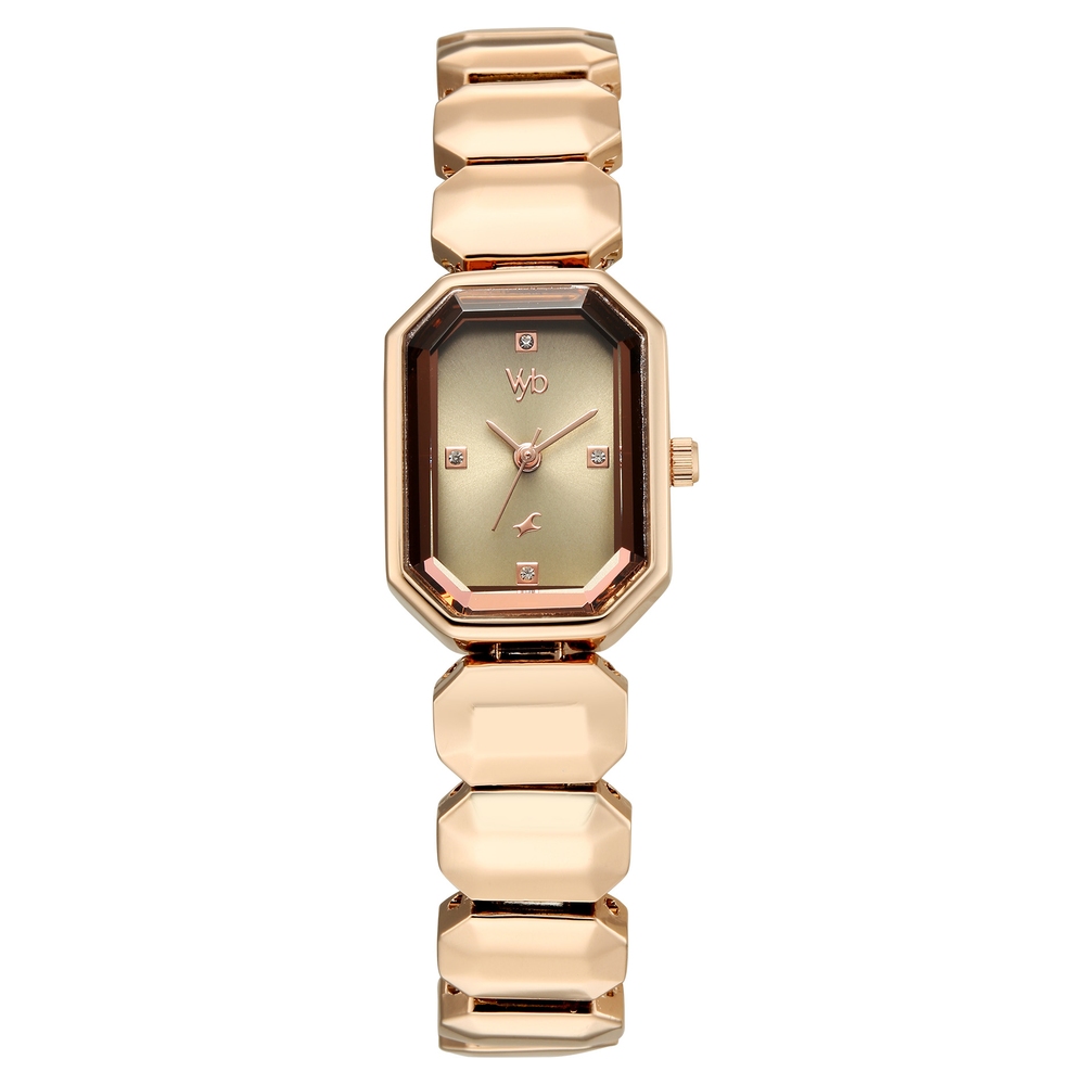 Buy Online Vyb Celeste By Fastrack Quartz Analog Green Dial Rose Gold ...