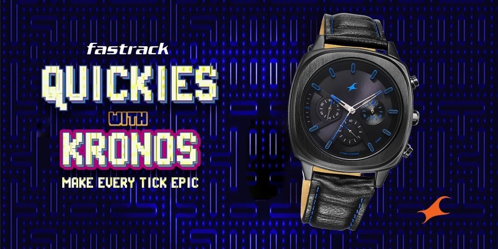 Buy Online Fastrack Kronos Chronograph Black Dial Brown Leather