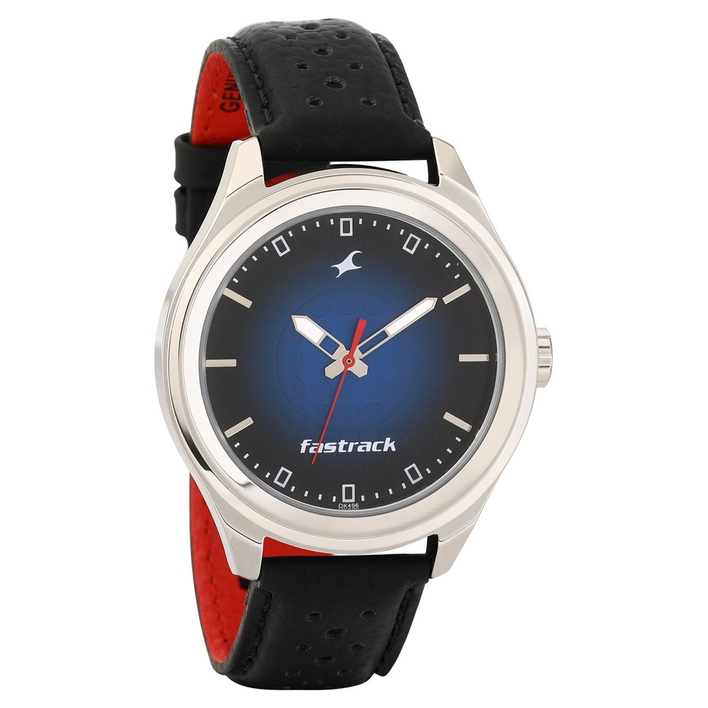 Buy Online Fastrack Sunburn Quartz Analog Blue Dial Leather Strap
